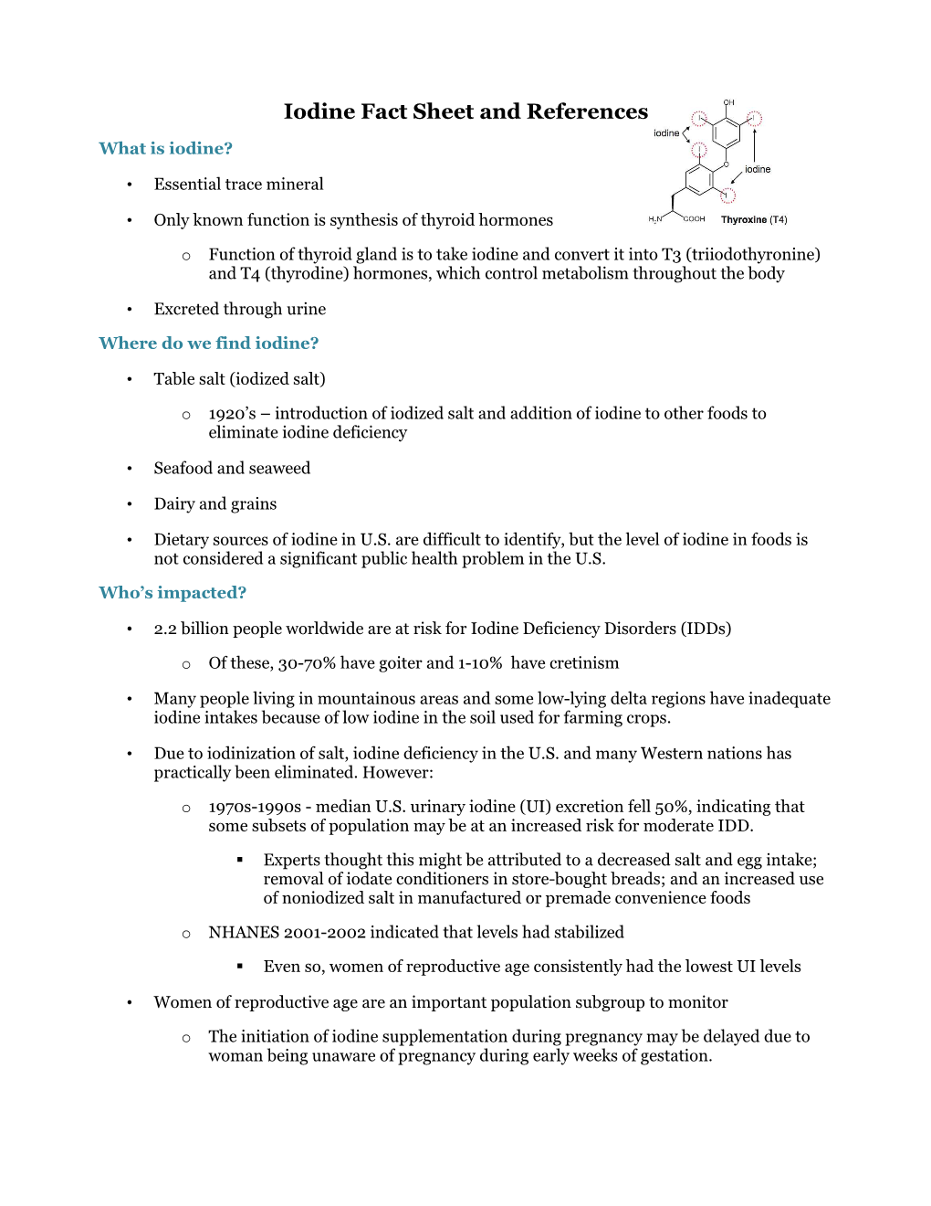 Iodine Fact Sheet and References What Is Iodine?