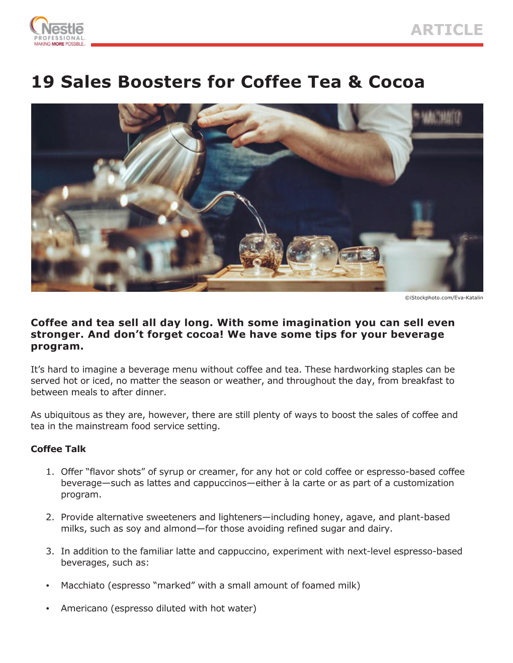 19 Sales Boosters for Coffee Tea & Cocoa