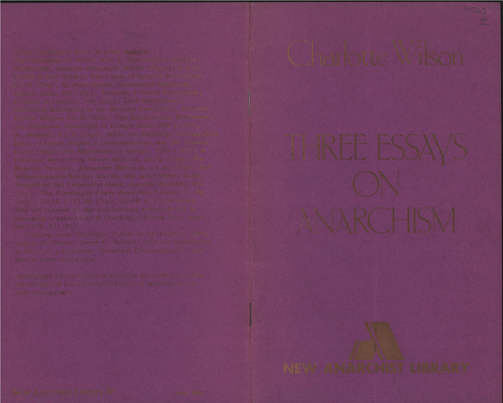 Three Essays on Anarchism