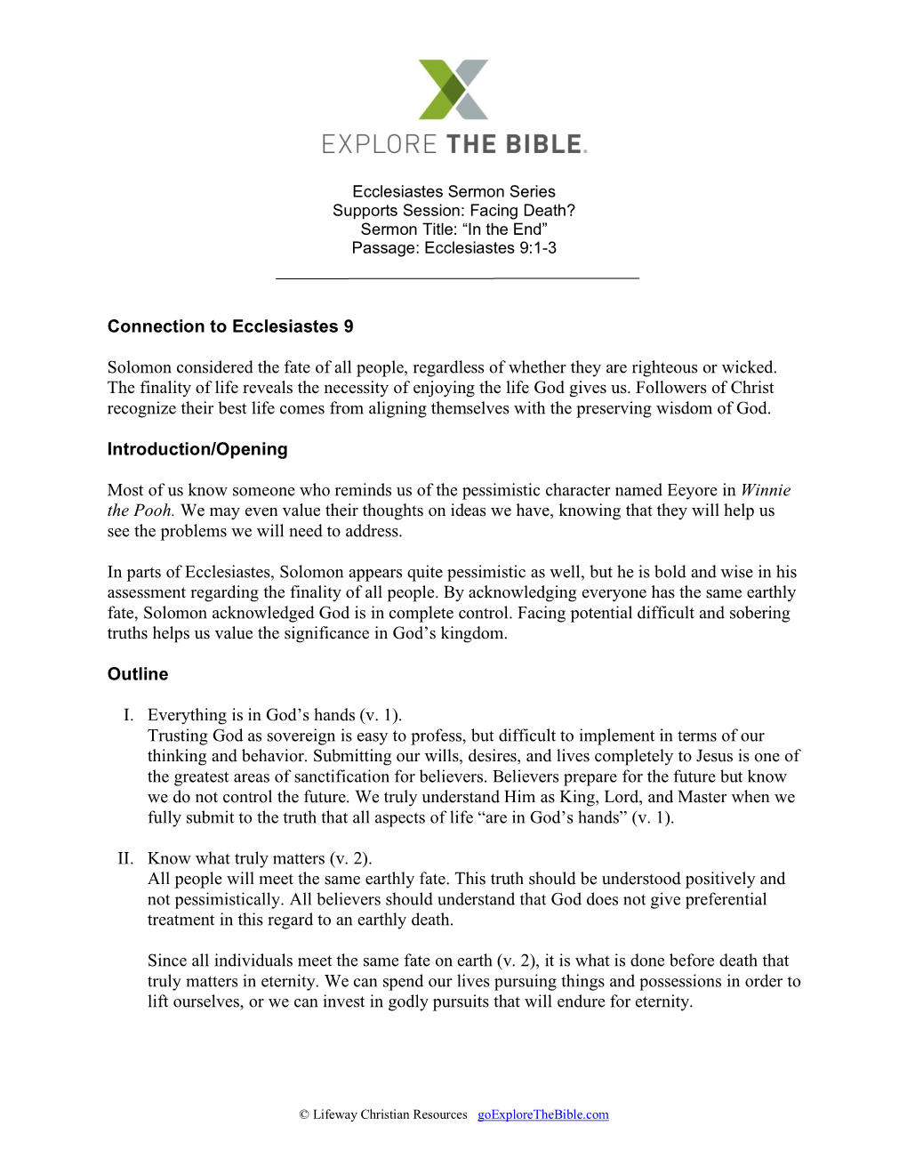 Connection to Ecclesiastes 9 Solomon Considered the Fate of All People, Regardless of Whether They Are Righteous Or Wicked