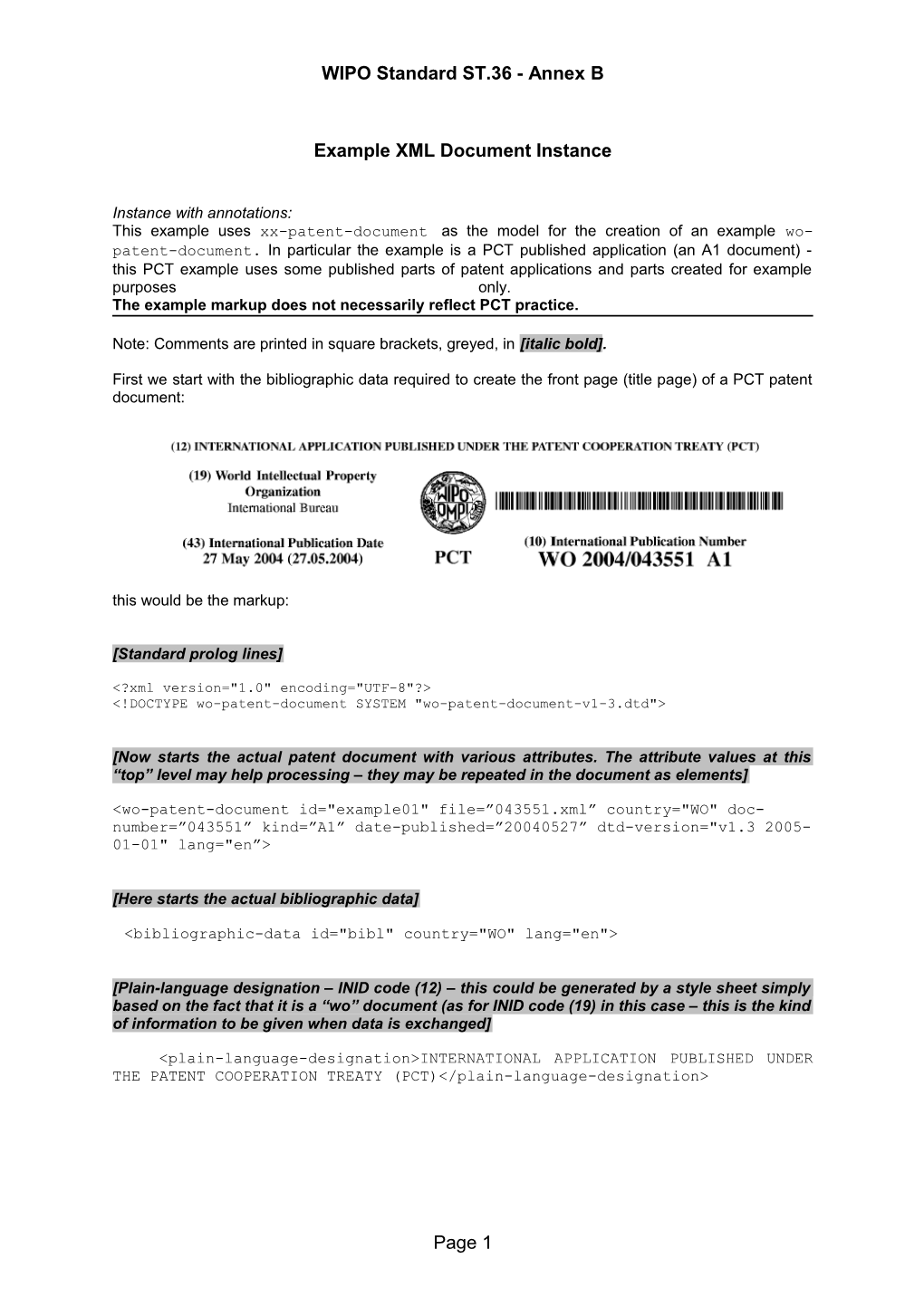 Example XML Document Instance