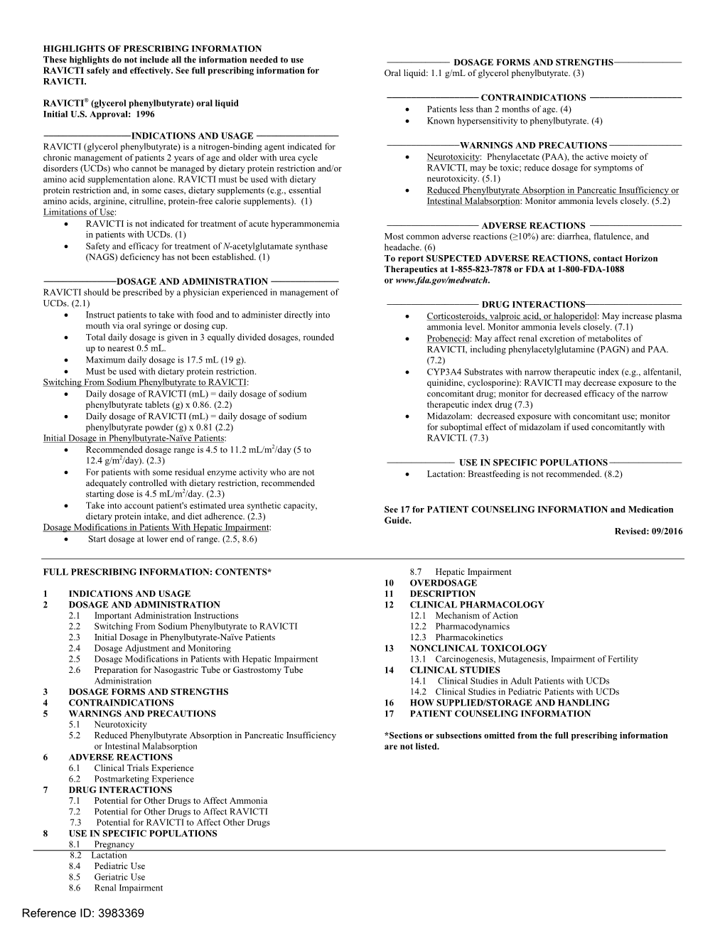 RAVICTI (Glycerol Phenylbutyrate)