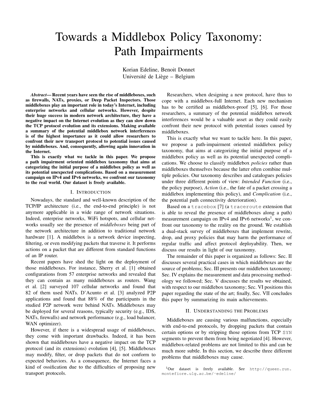 Towards a Middlebox Policy Taxonomy: Path Impairments