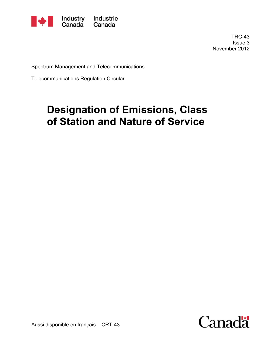 Designation of Emissions, Class of Station and Nature of Service