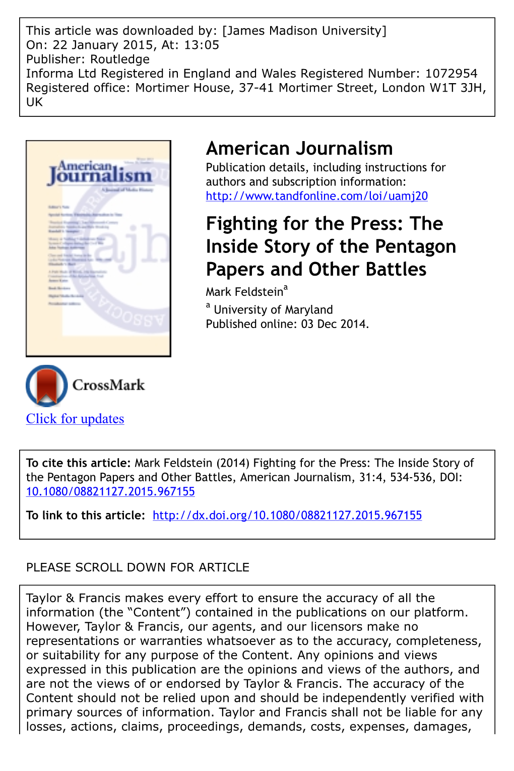 American Journalism Fighting for the Press: the Inside Story of The