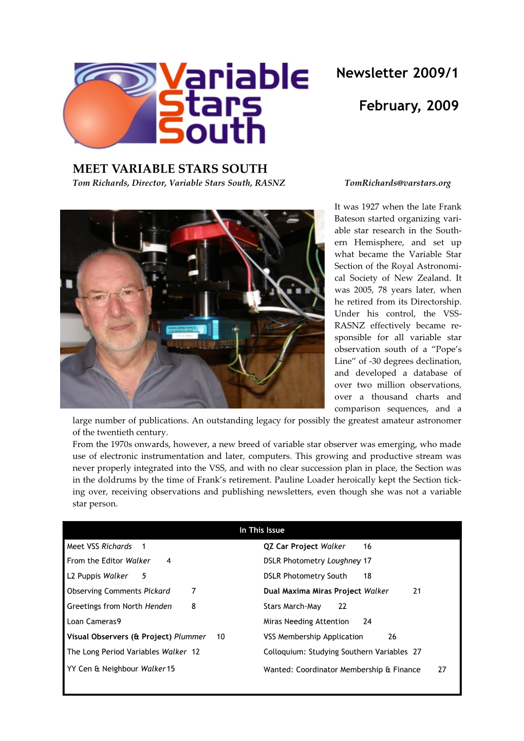 Newsletter 2009/1 February, 2009