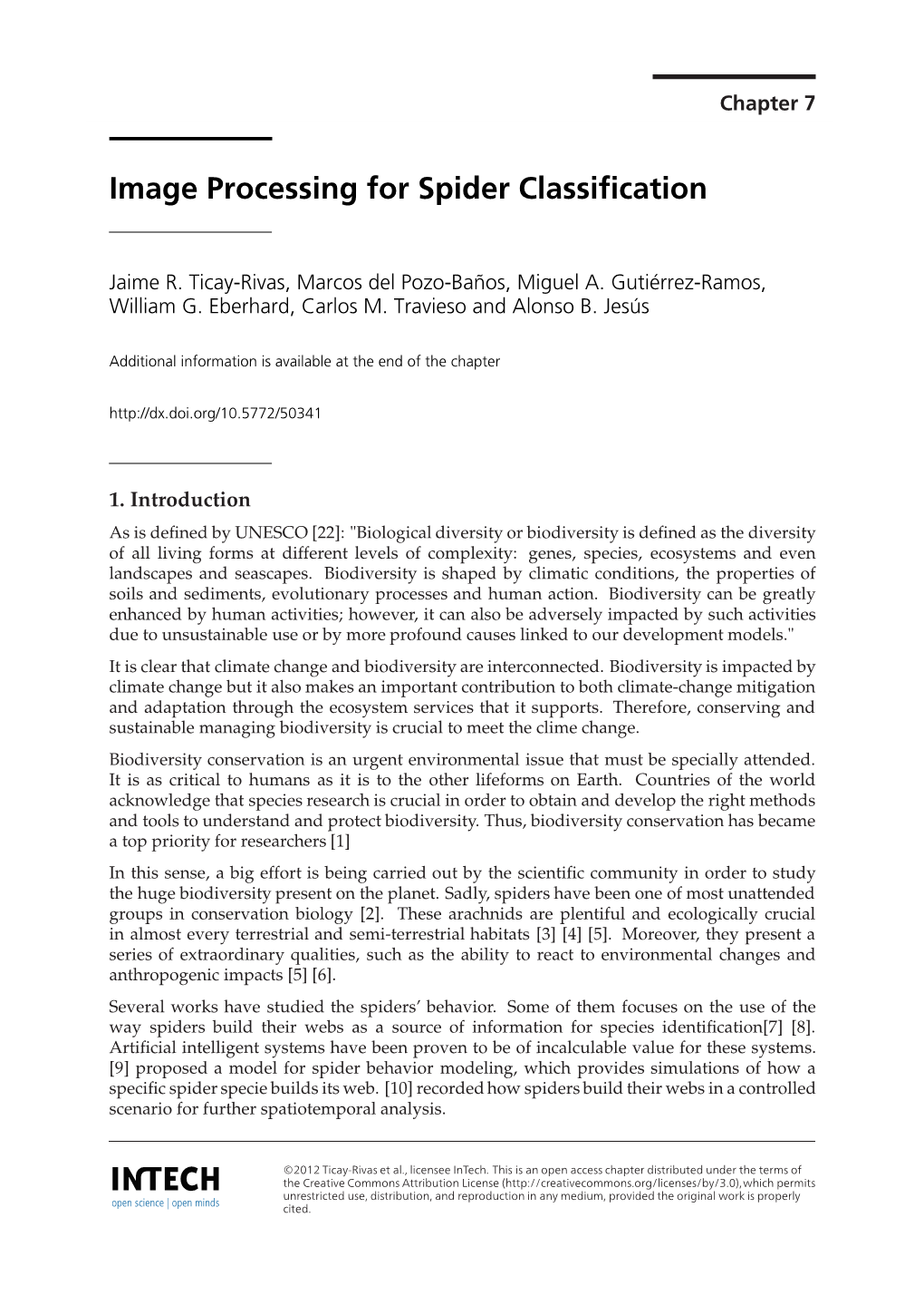 Image Processing for Spider Classification