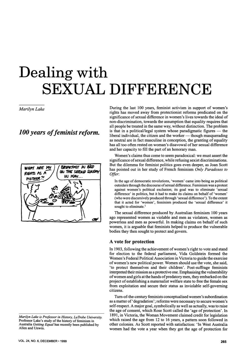 Dealing with SEXUAL DIFFERENCE