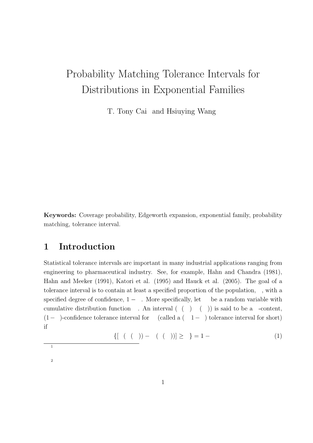 Probability Matching Tolerance Intervals for Distributions in Exponential Families