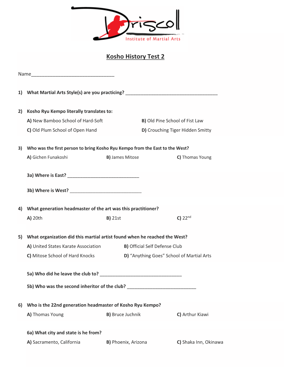 Kosho History Test 2