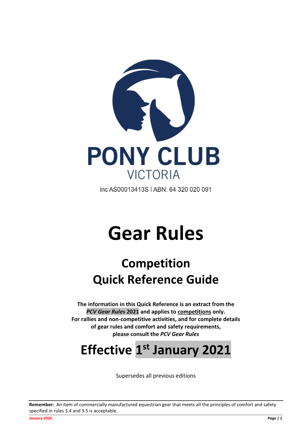 PCAV Gear Rules