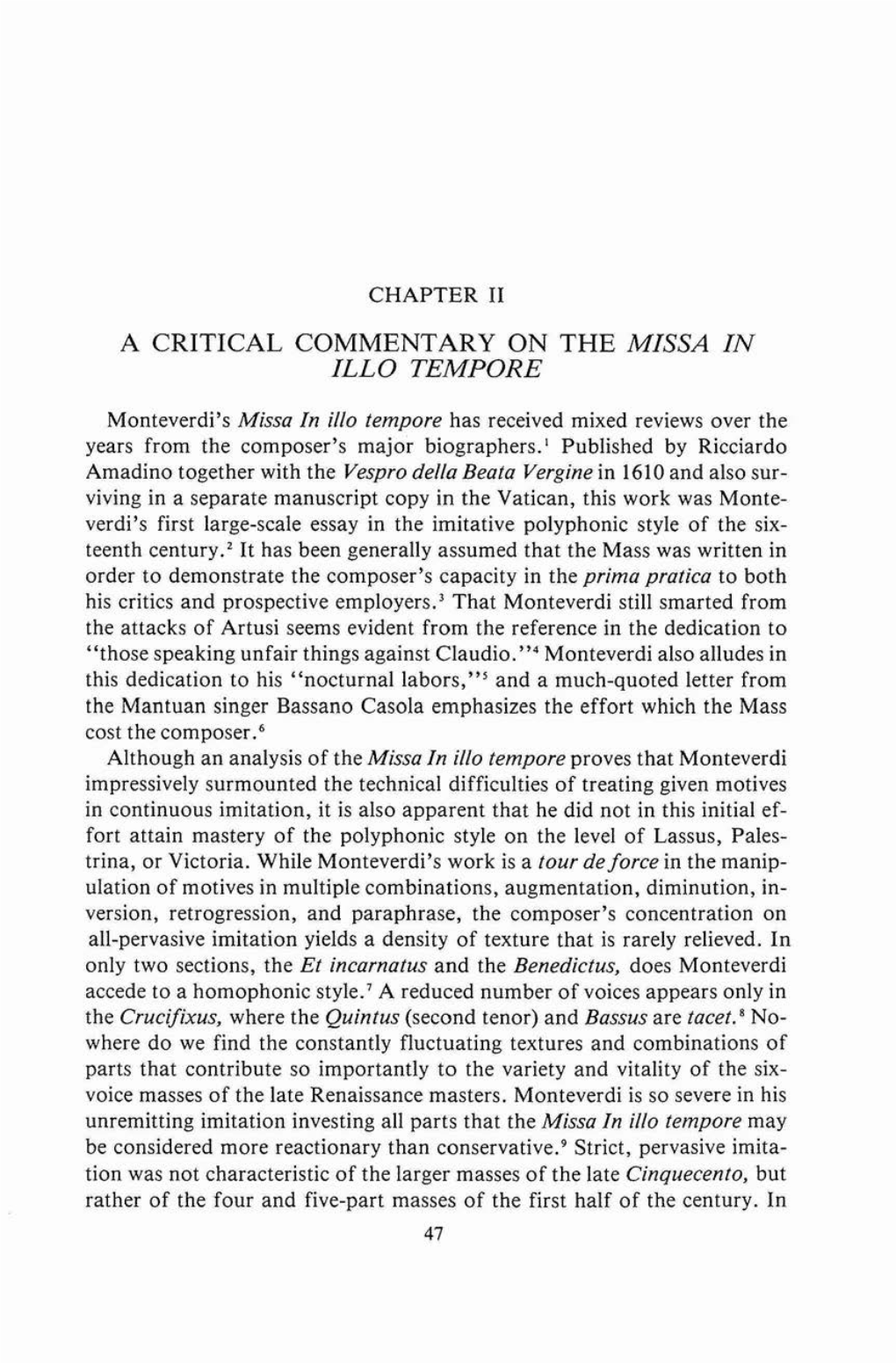 A Critical Commentary on the Missa in Ill0 Tempore