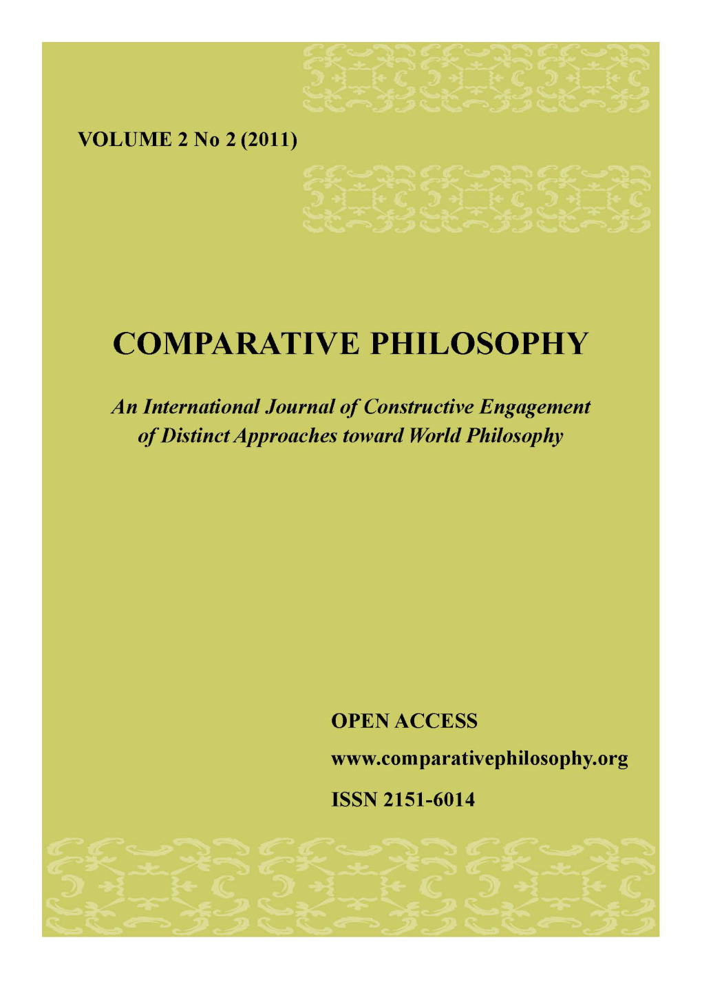 Comparative Philosophy Vol 2 No 2 Whole