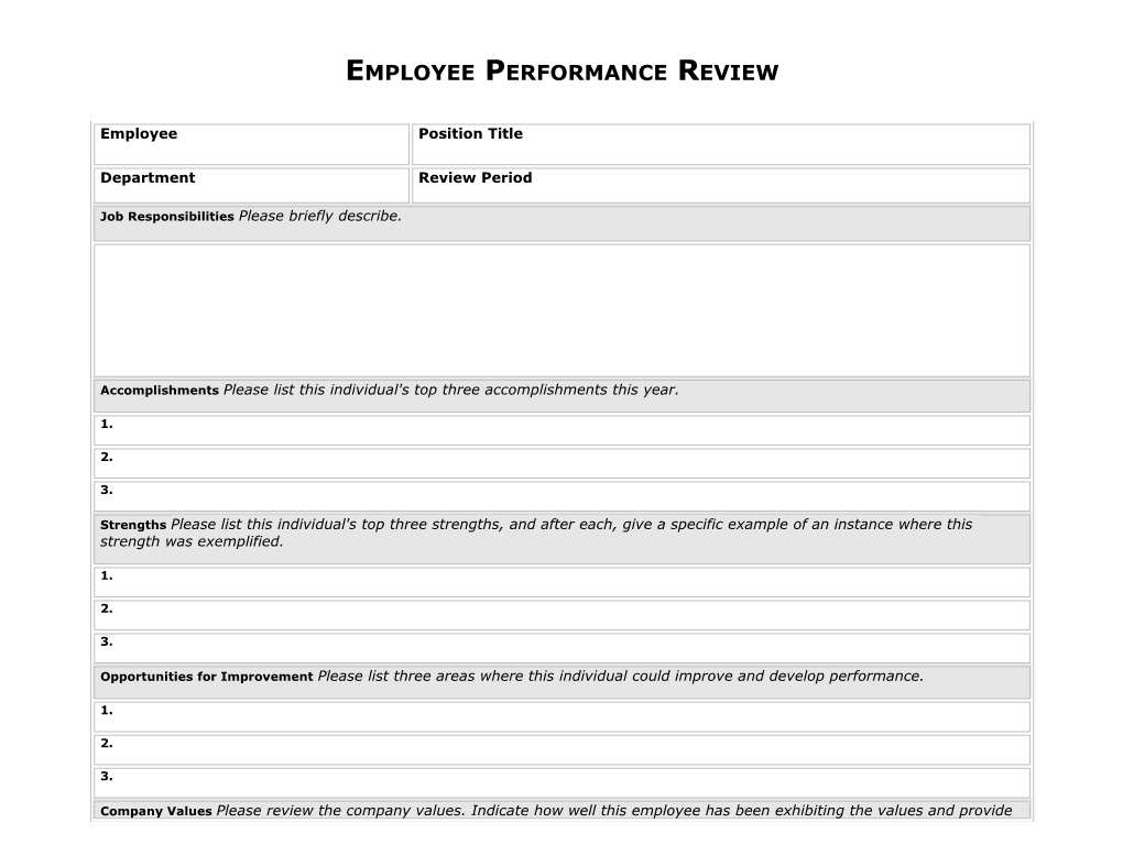 Employee Performance Review