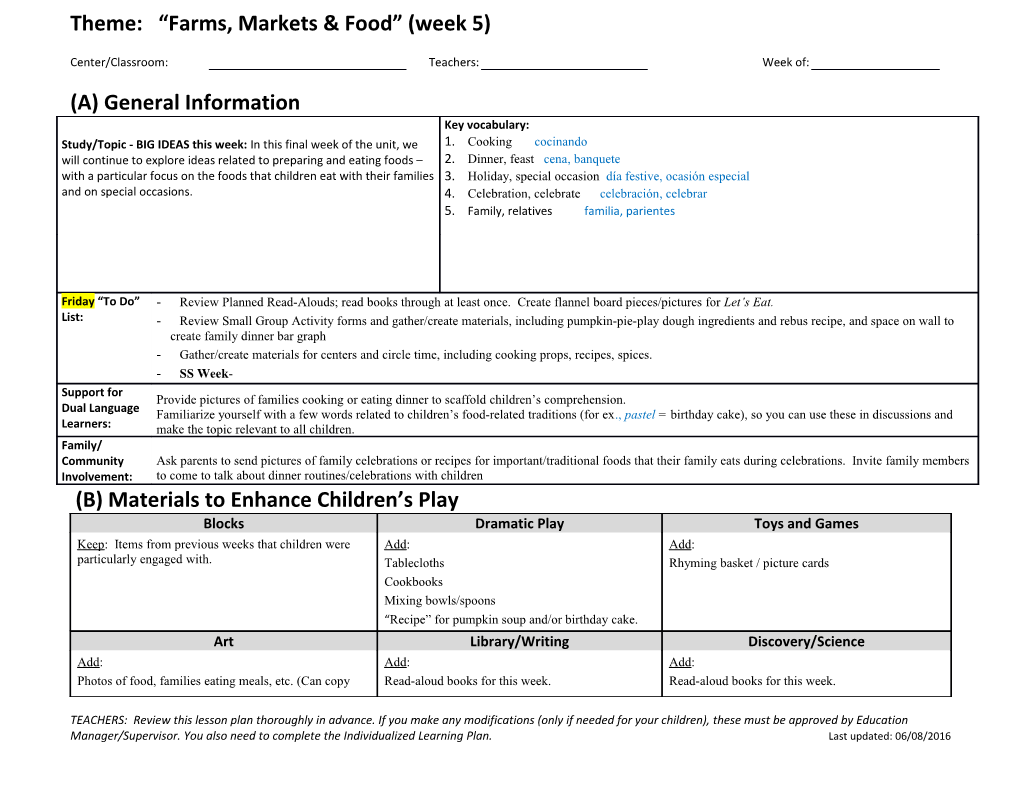 Related Resources: a Teacher S Guide to Opening Centers, Heritage Tree Parent Handout s1