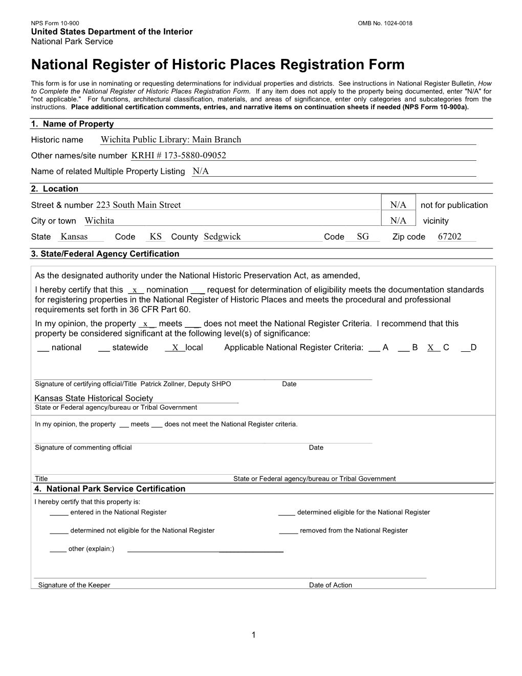 National Register of Historic Places Registration Form