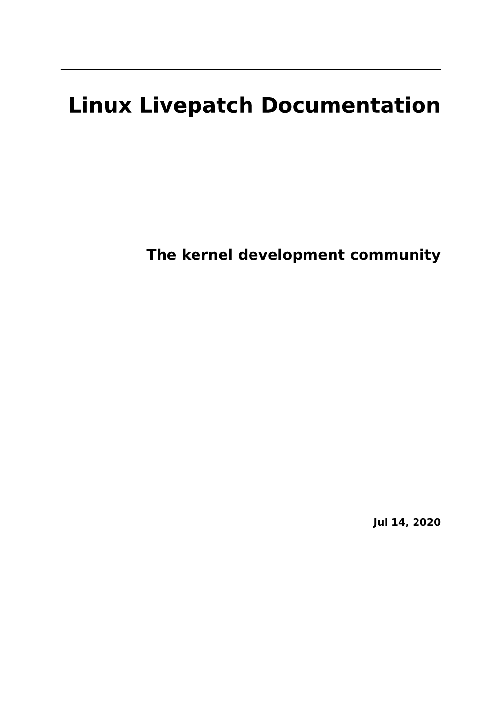 Linux Livepatch Documentation