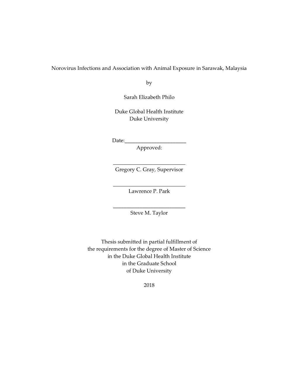 Norovirus Infections and Association with Animal Exposure in Sarawak, Malaysia