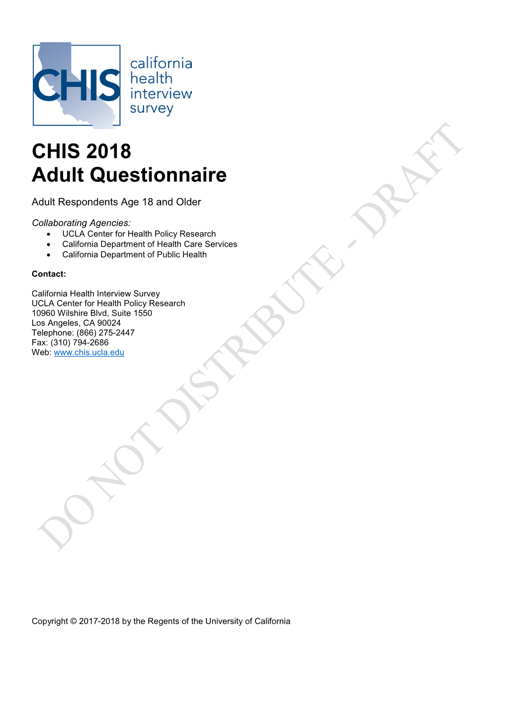 CHIS 2018 Adult Questionnaire