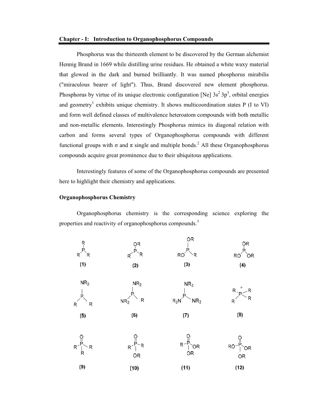 I: Introduction to Organophosphorus Compounds