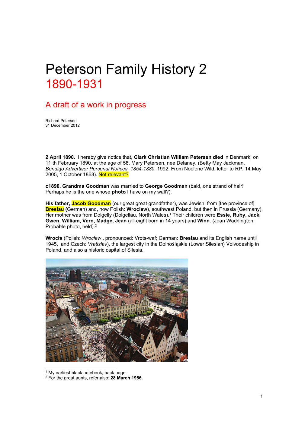 Peterson Family History 2 1890-1931