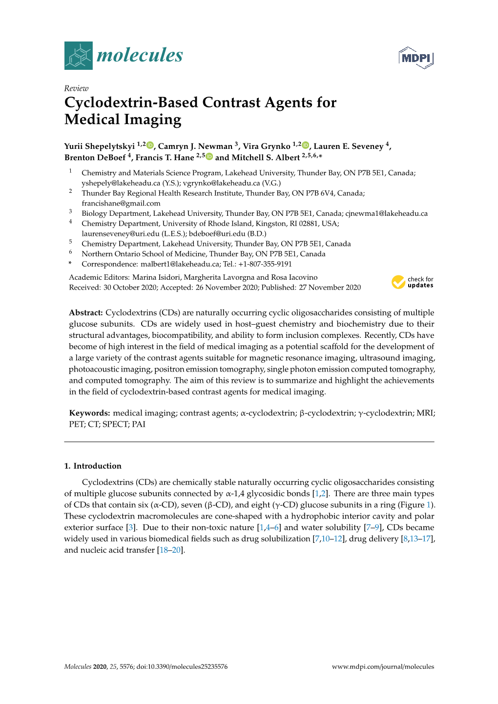 Cyclodextrin-Based Contrast Agents for Medical Imaging