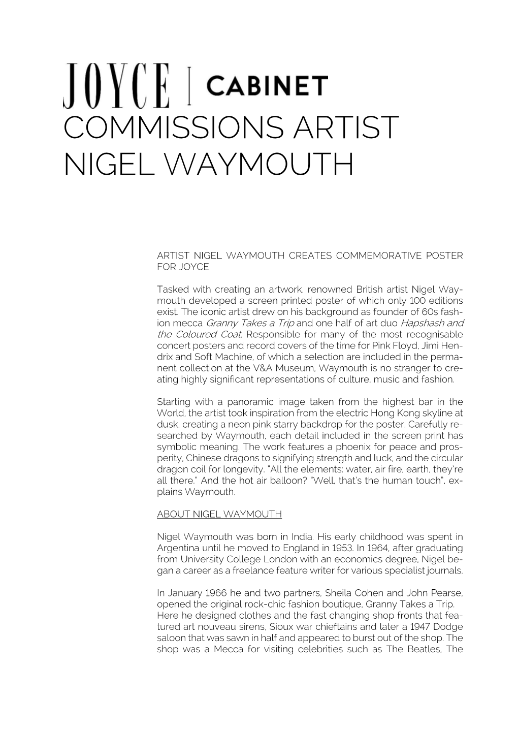 Commissions Artist Nigel Waymouth