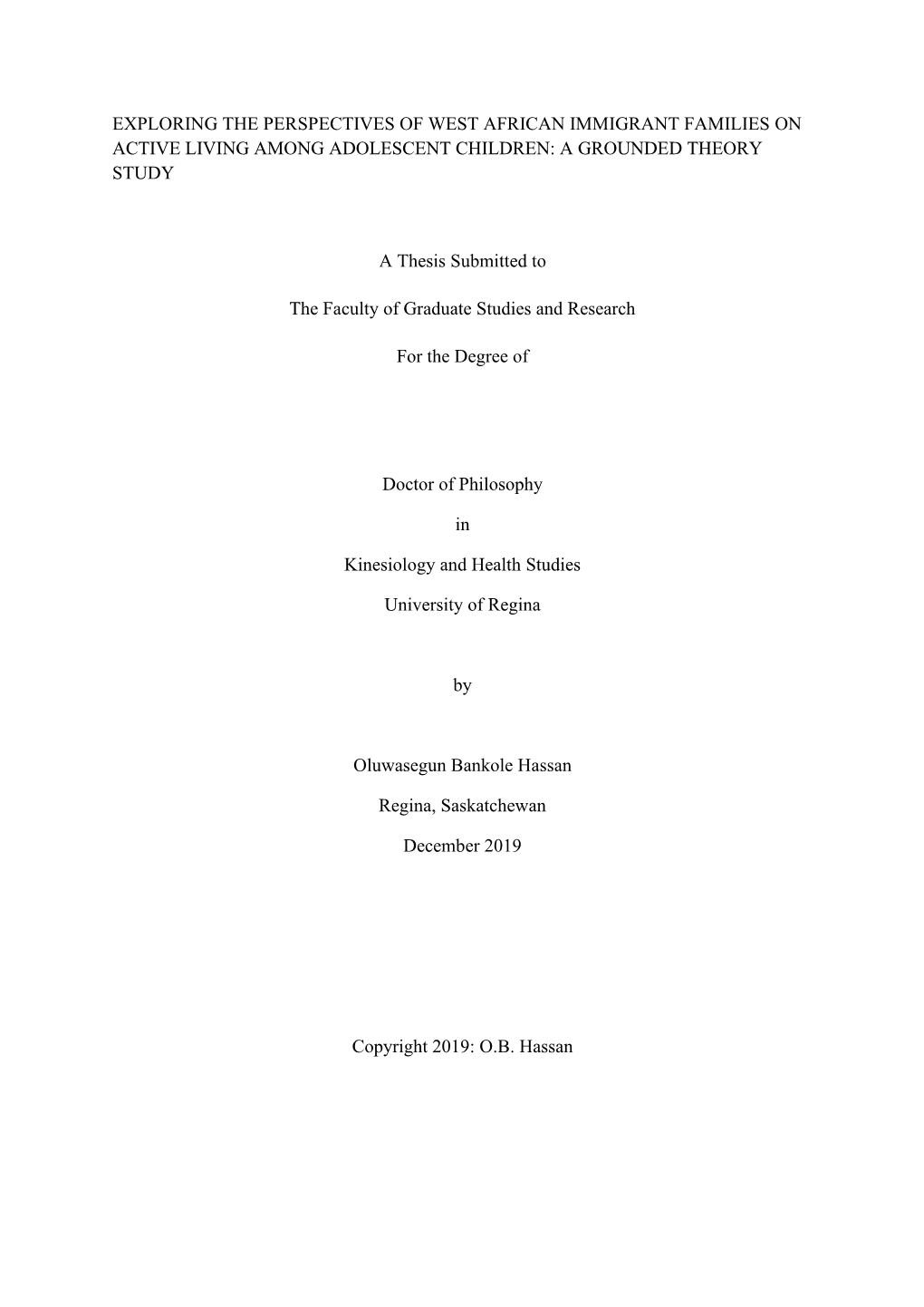 Exploring the Perspectives of West African Immigrant Families on Active Living Among Adolescent Children: a Grounded Theory Study