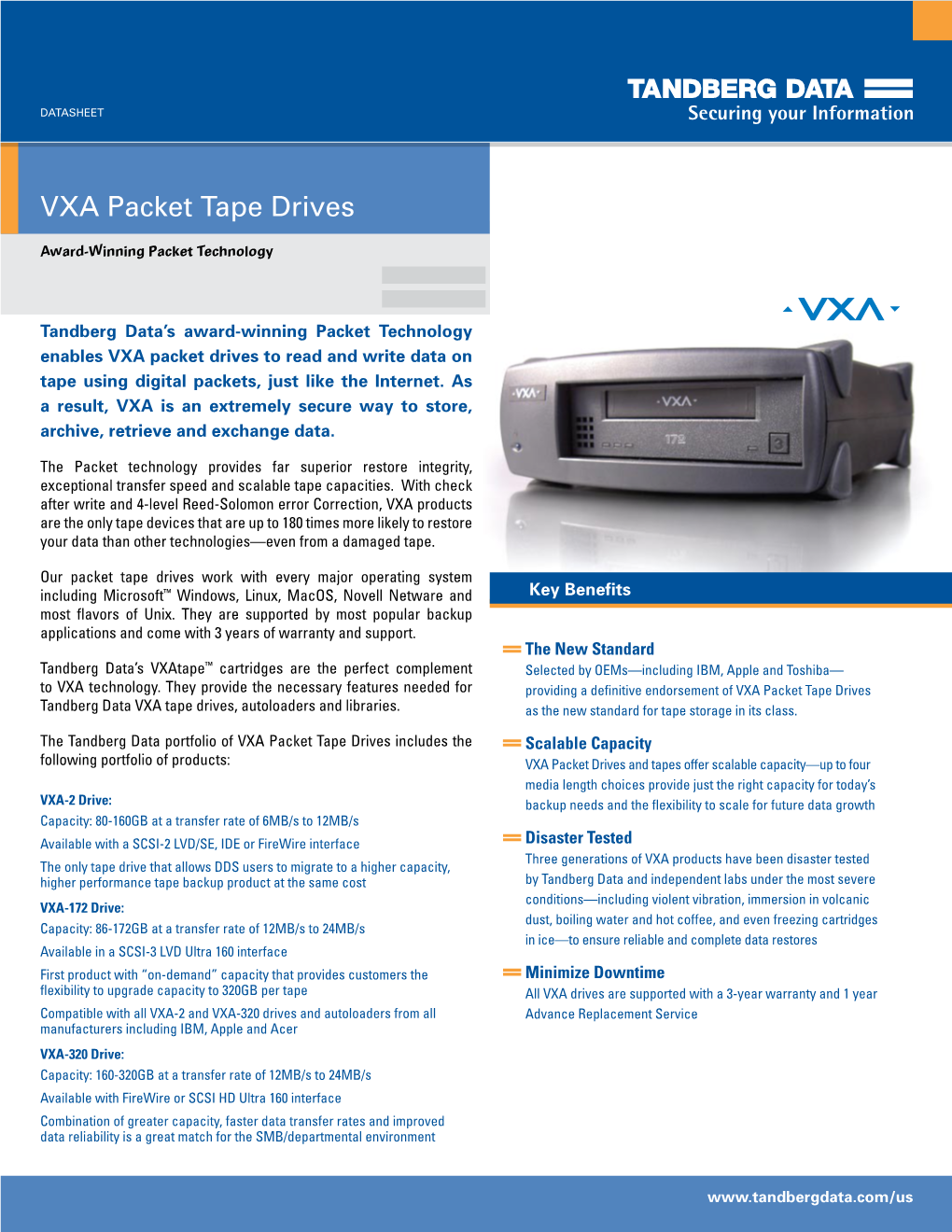 VXA Packet Tape Drives