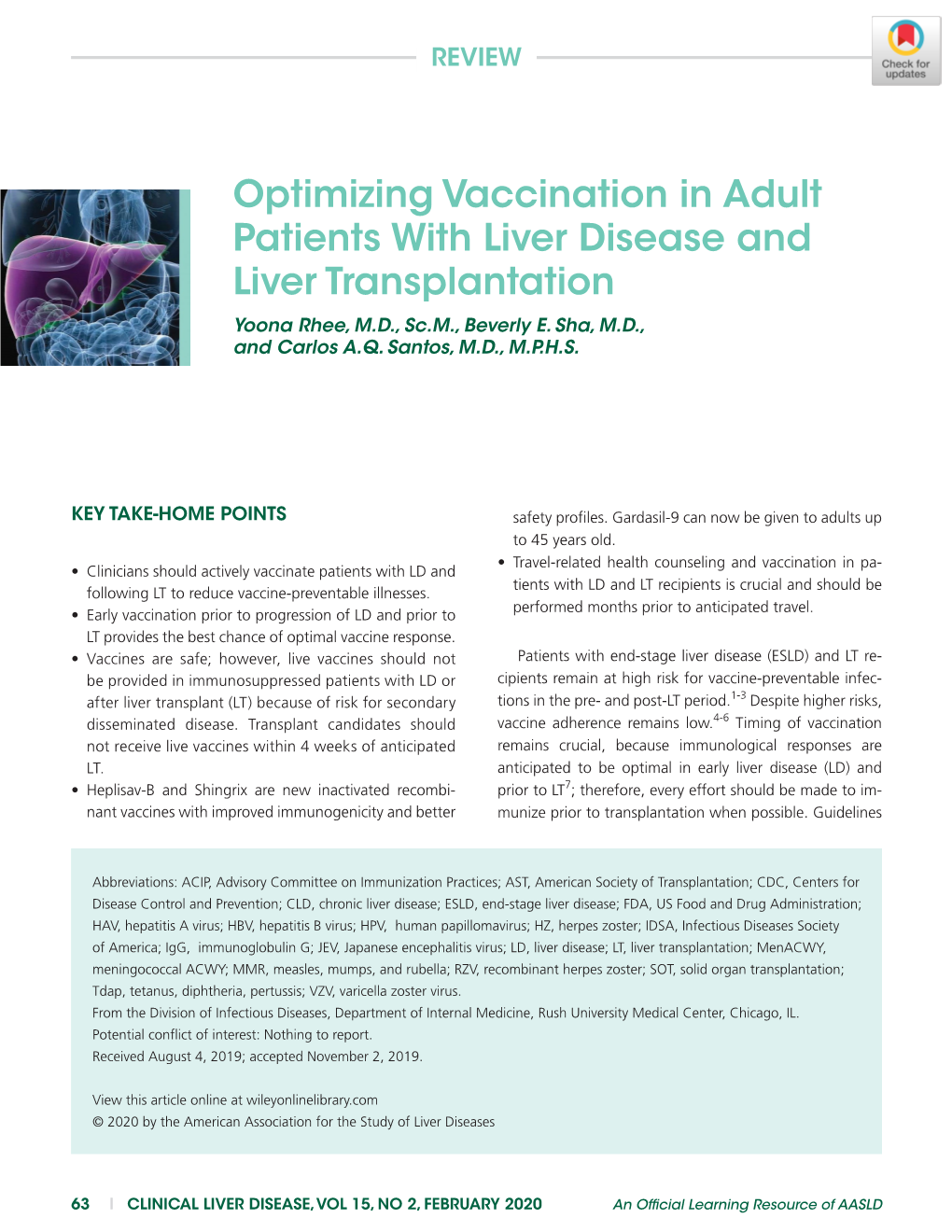 Optimizing Vaccination in Adult Patients with Liver Disease and Liver Transplantation Yoona Rhee, M.D., Sc.M., Beverly E