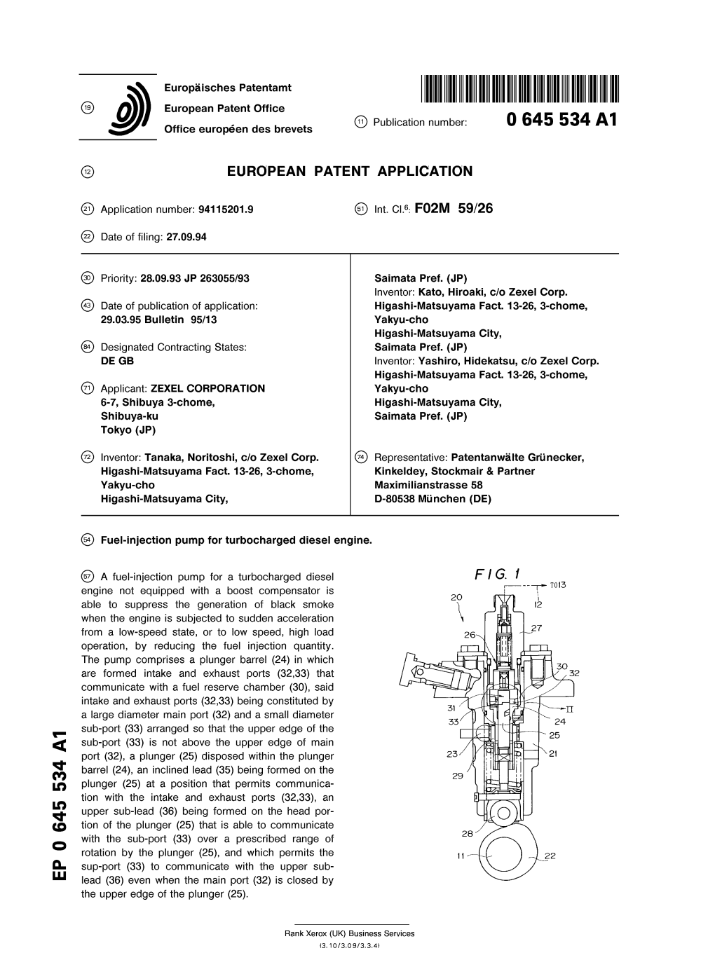 Fuel-Injection Pump for Turbocharged Diesel Engine