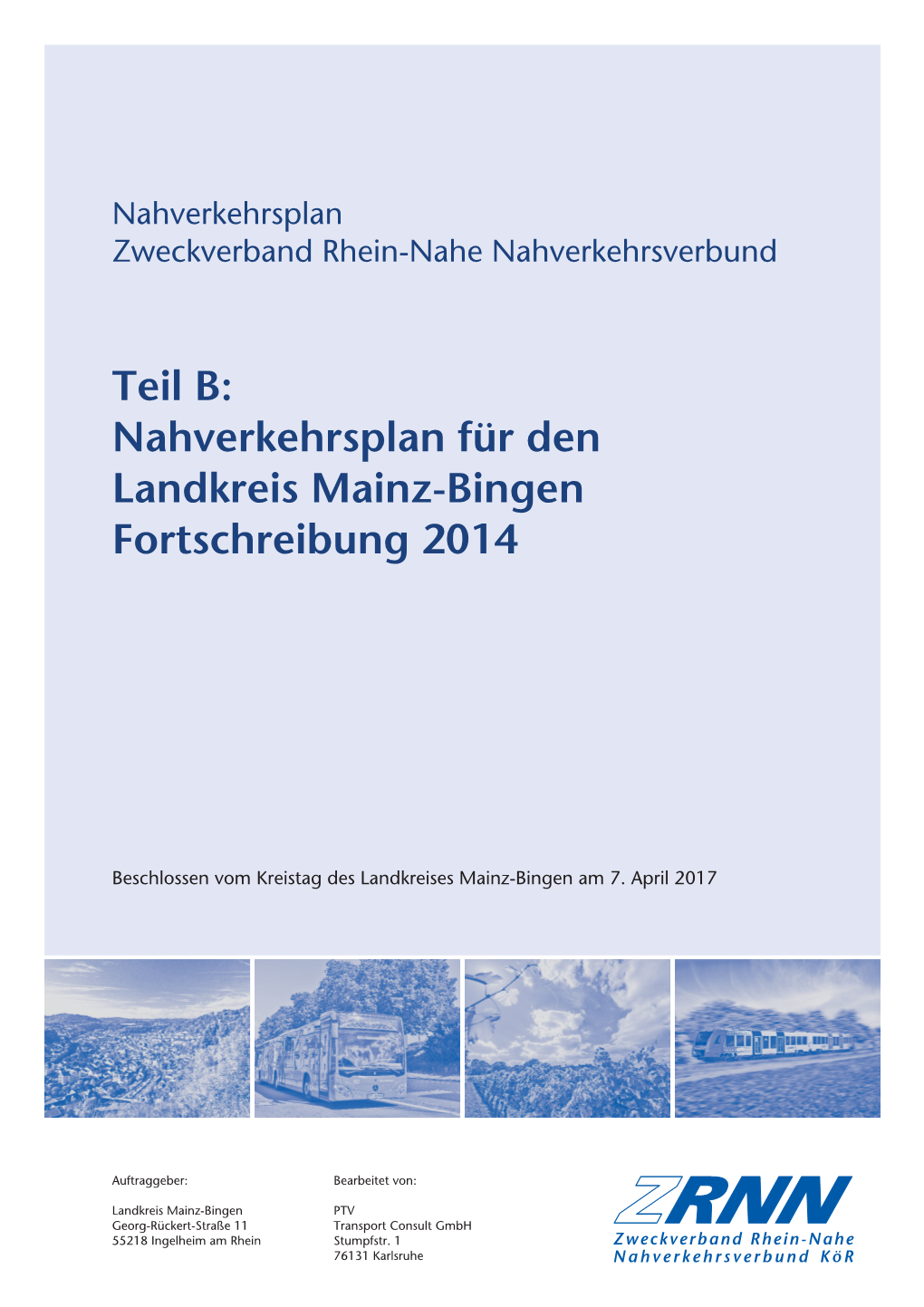 Nahverkehrsplan Für Den Landkreis Mainz-Bingen Fortschreibung 2014