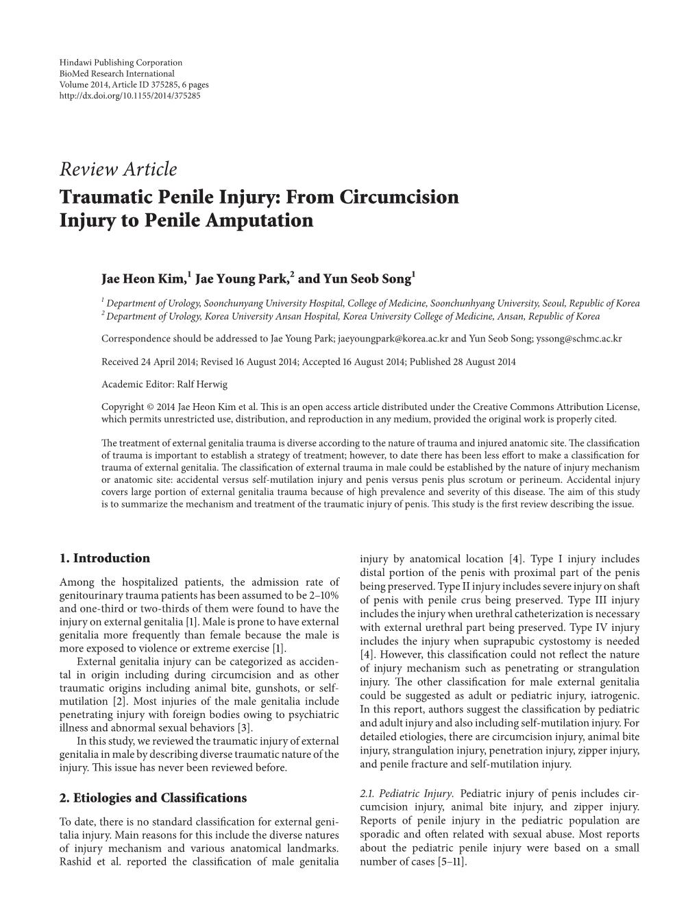 Traumatic Penile Injury: from Circumcision Injury to Penile Amputation
