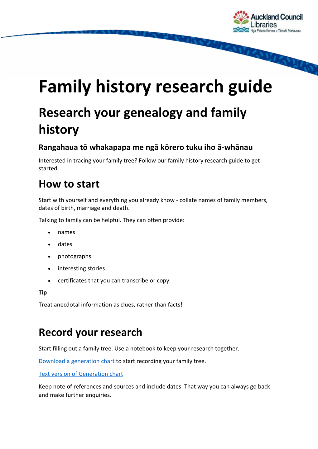 Family History Research Guide