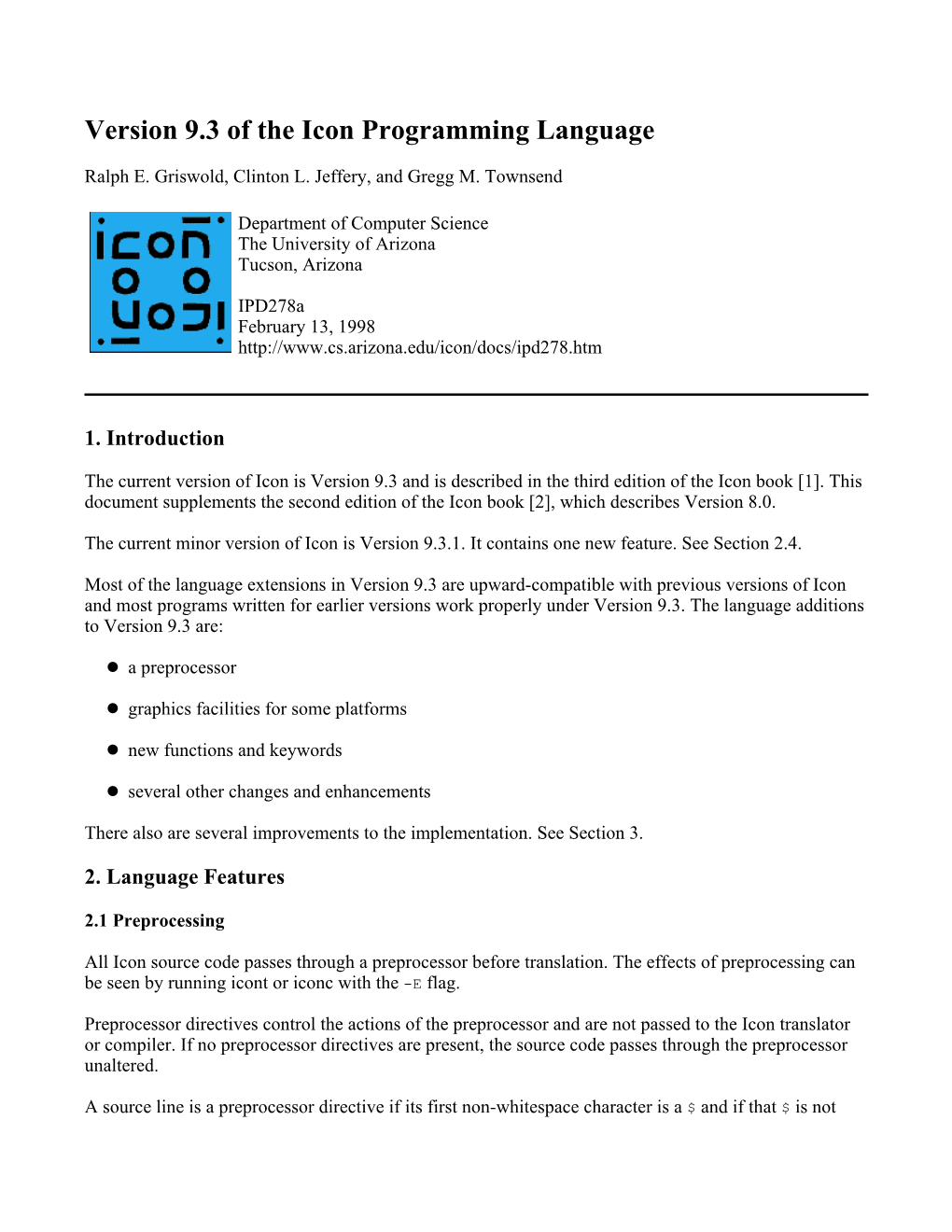 Version 9.3 of the Icon Programming Language