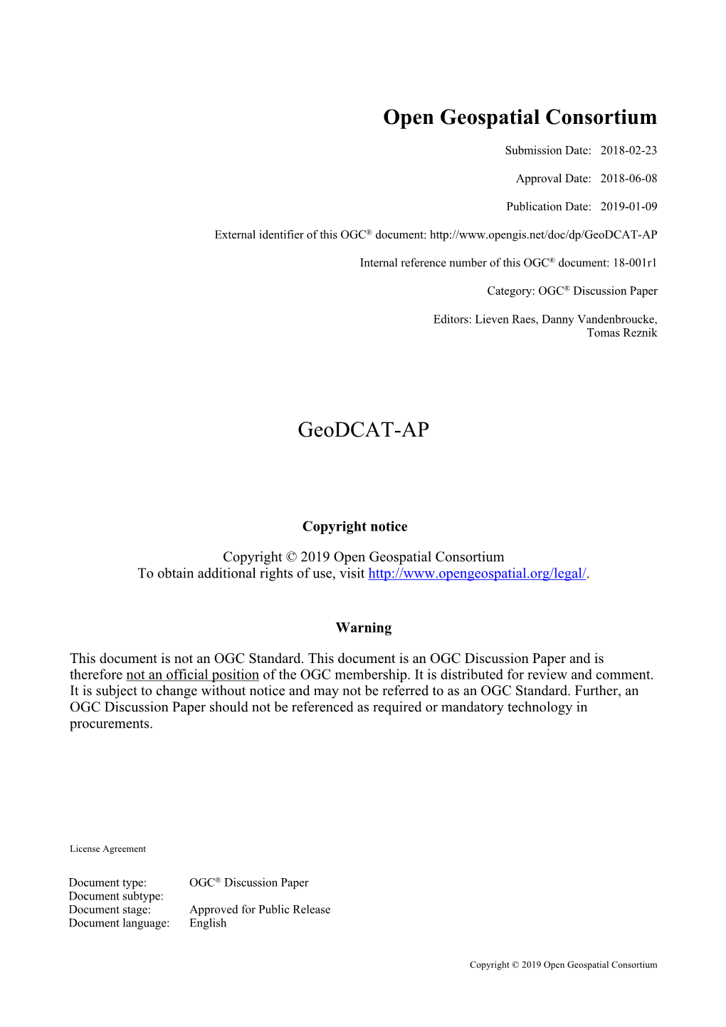 Open Geospatial Consortium Geodcat-AP