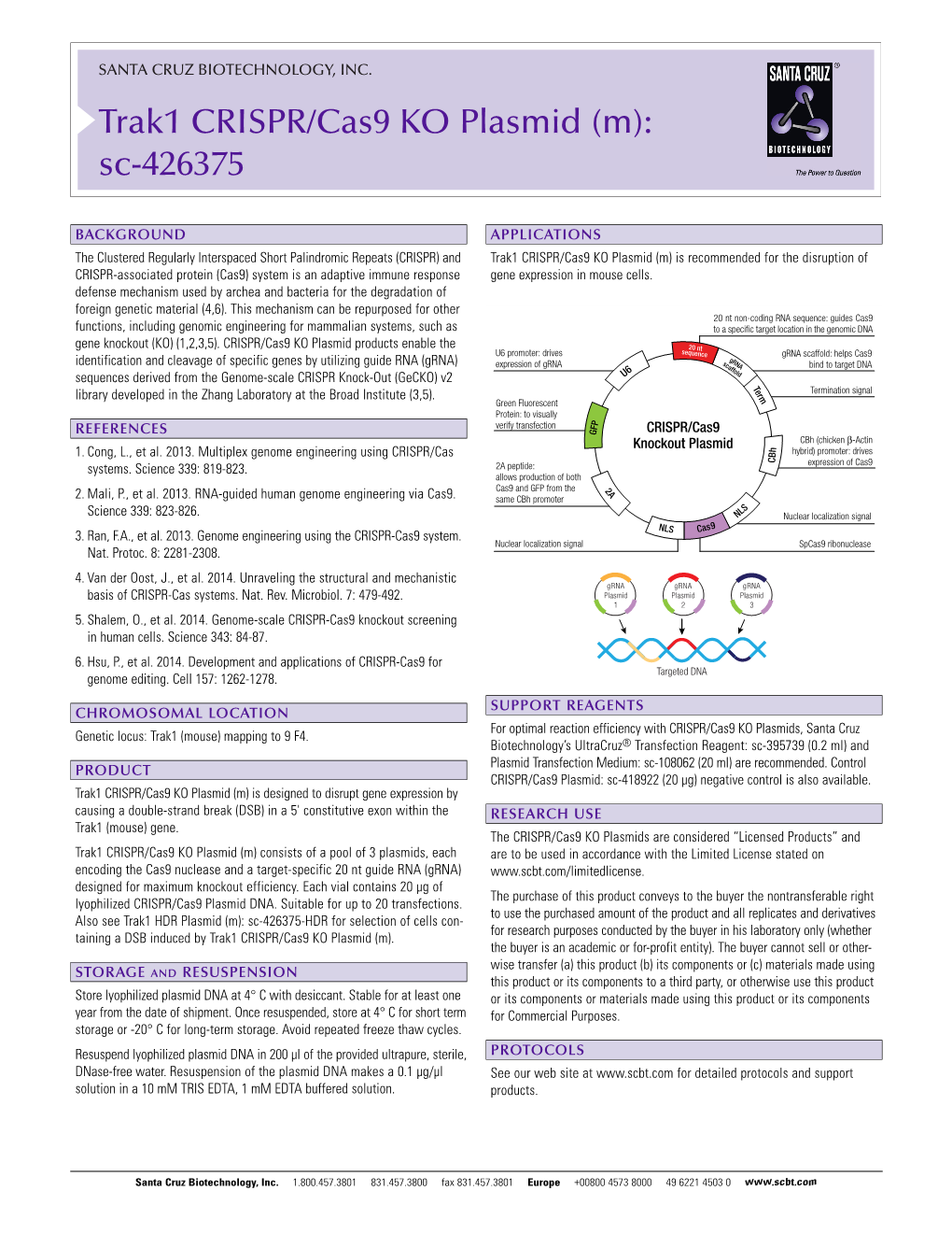 Trak1 CRISPR/Cas9 KO Plasmid (M): Sc-426375