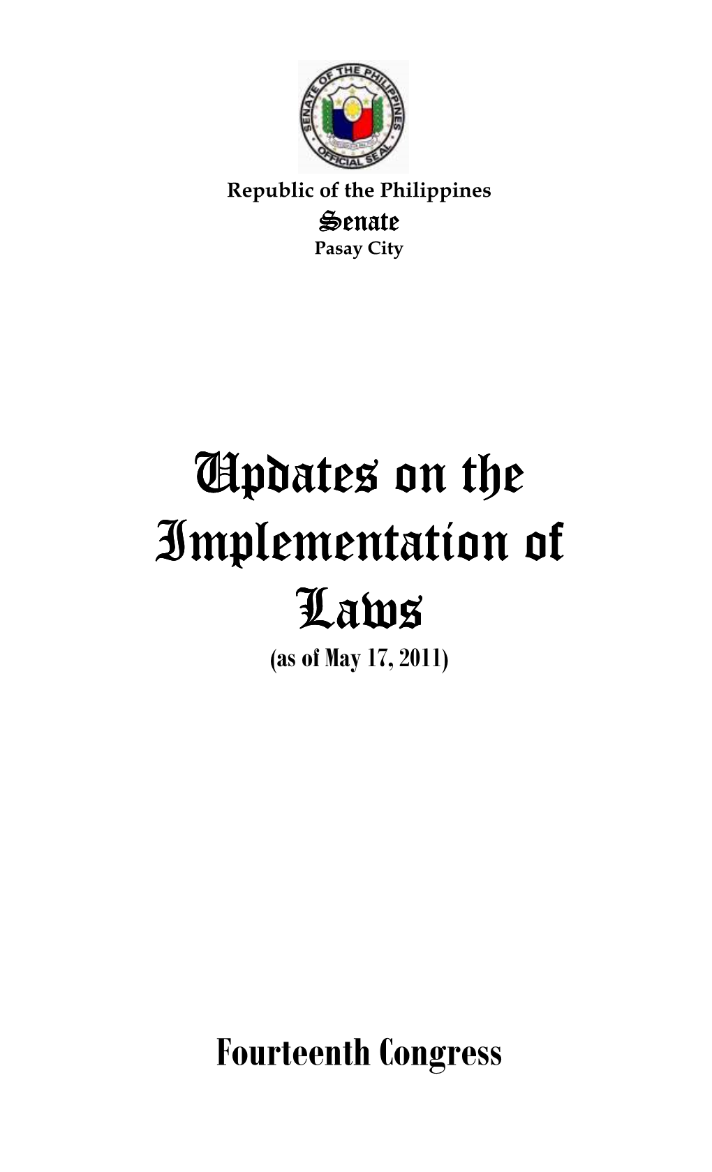 Book-MONITORING of IMPLEMENTATION of LAWS (14Th Congress).Pdf