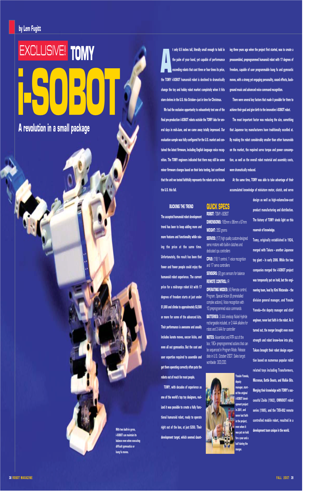 Tomy Isobot Fall 07.Qxd