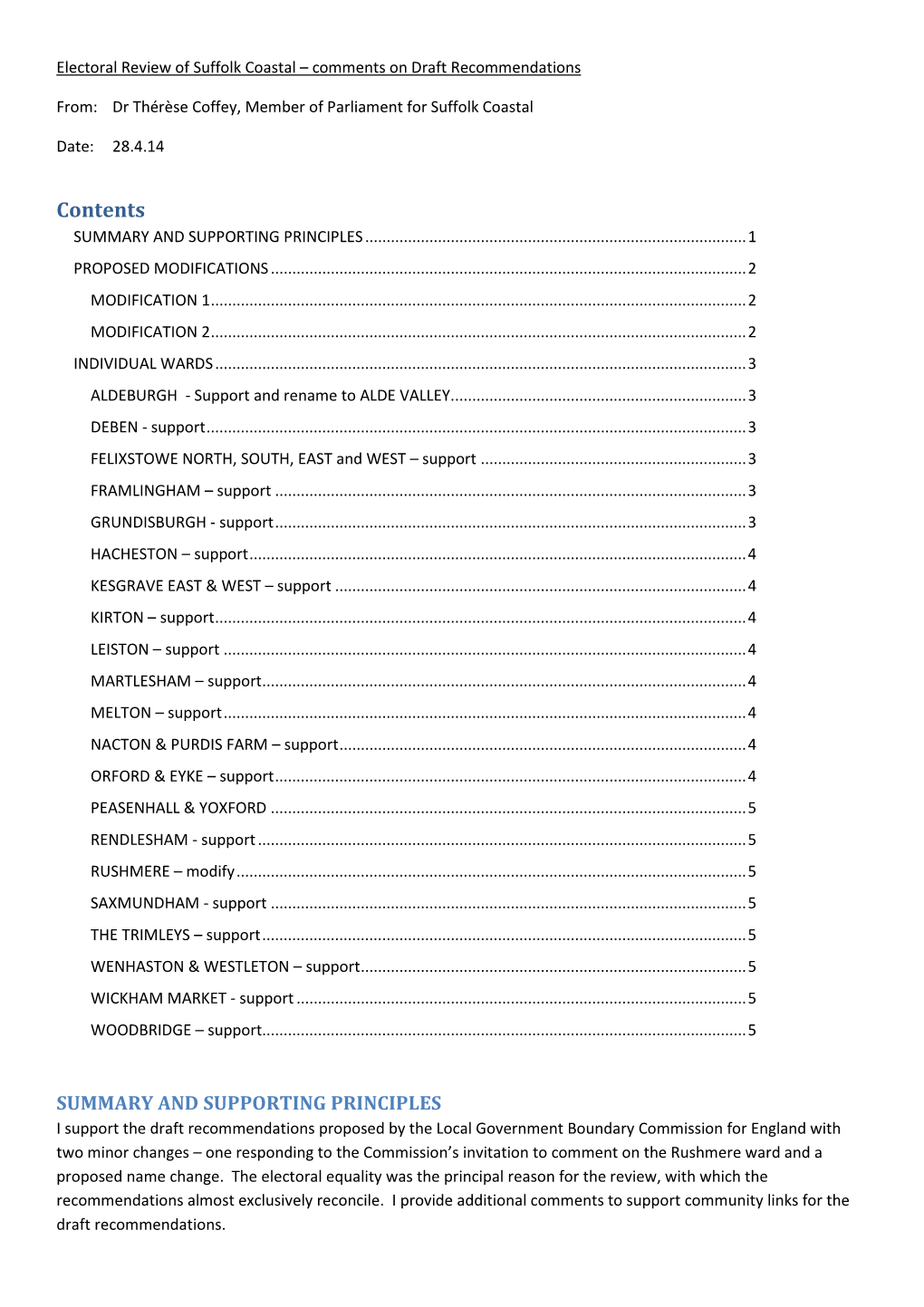 Contents SUMMARY and SUPPORTING PRINCIPLES