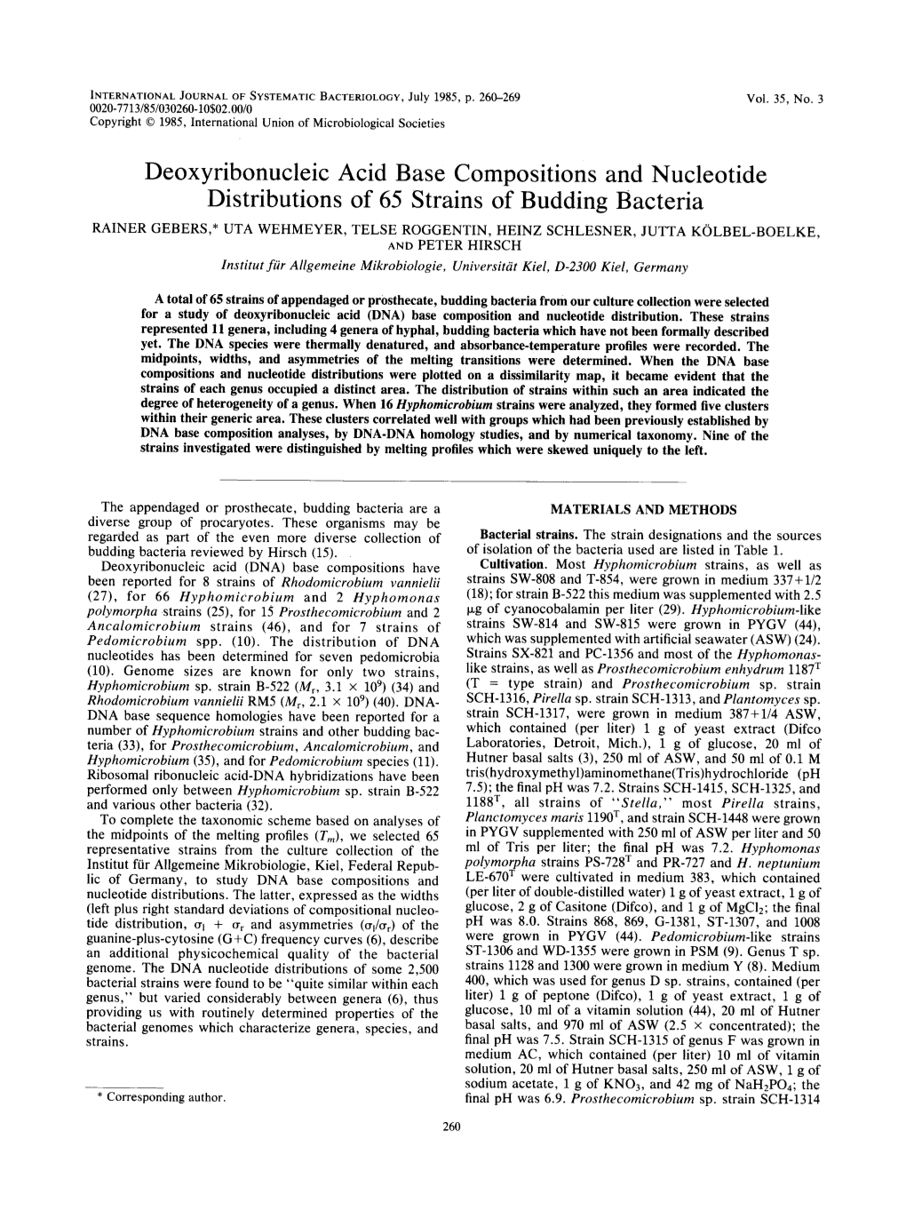 Deoxyribonucleic Acid Base Compositions and Nucleotide