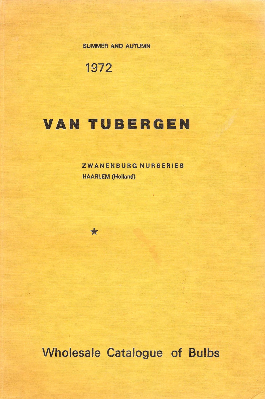 Van Tubergen Bulbs, 1972