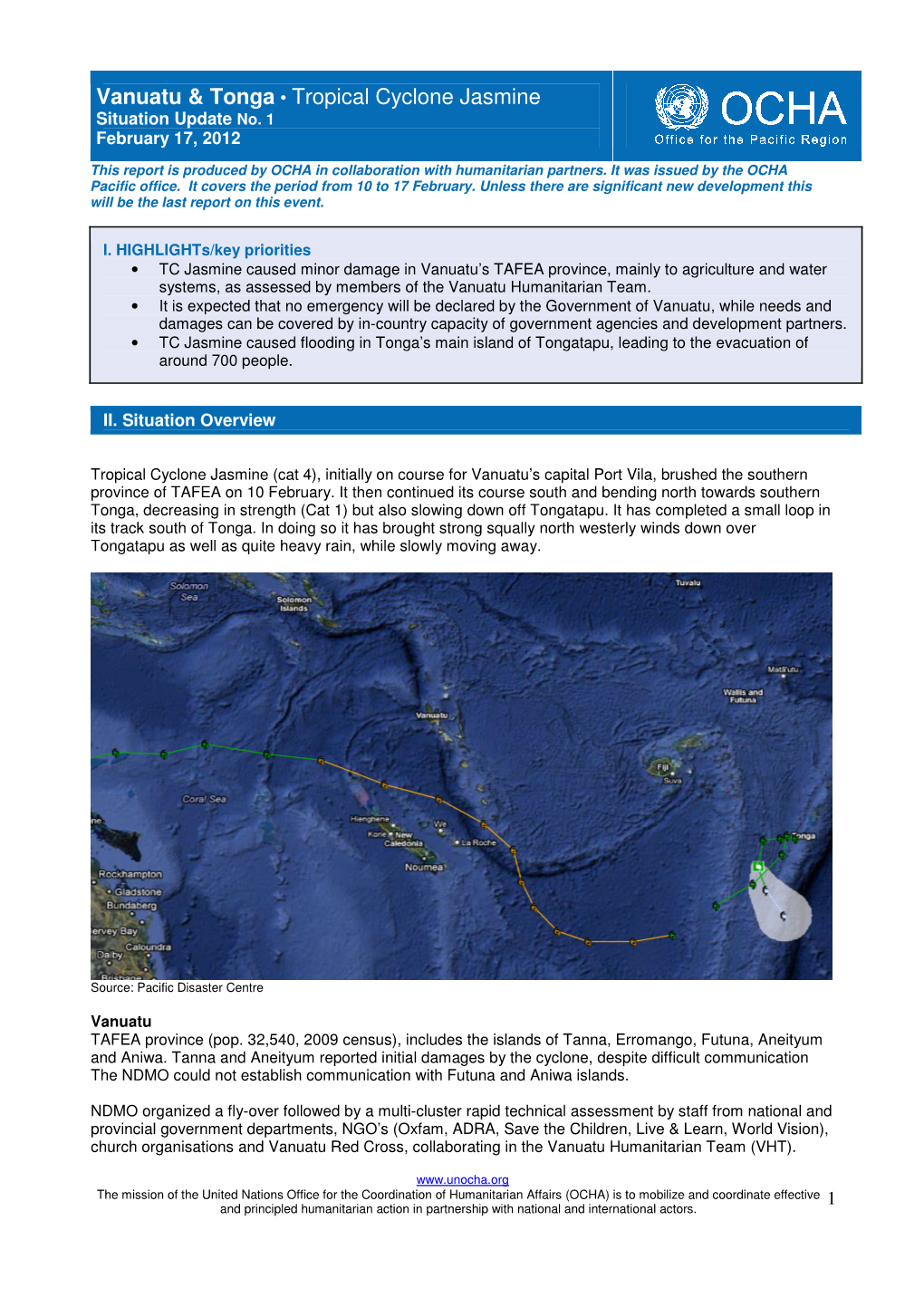 Vanuatu & Tonga • Tropical Cyclone Jasmine