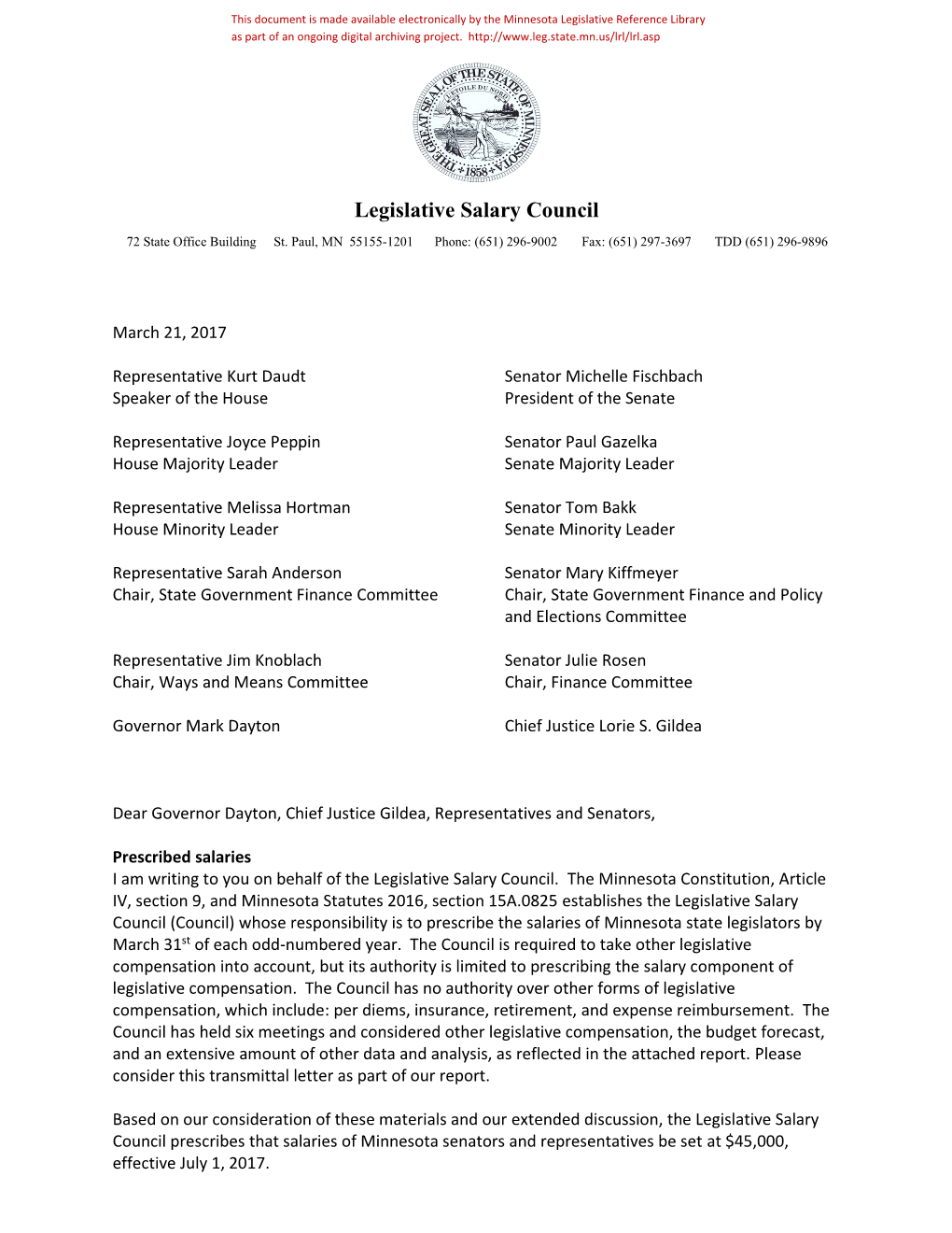 Legislative Salary Council