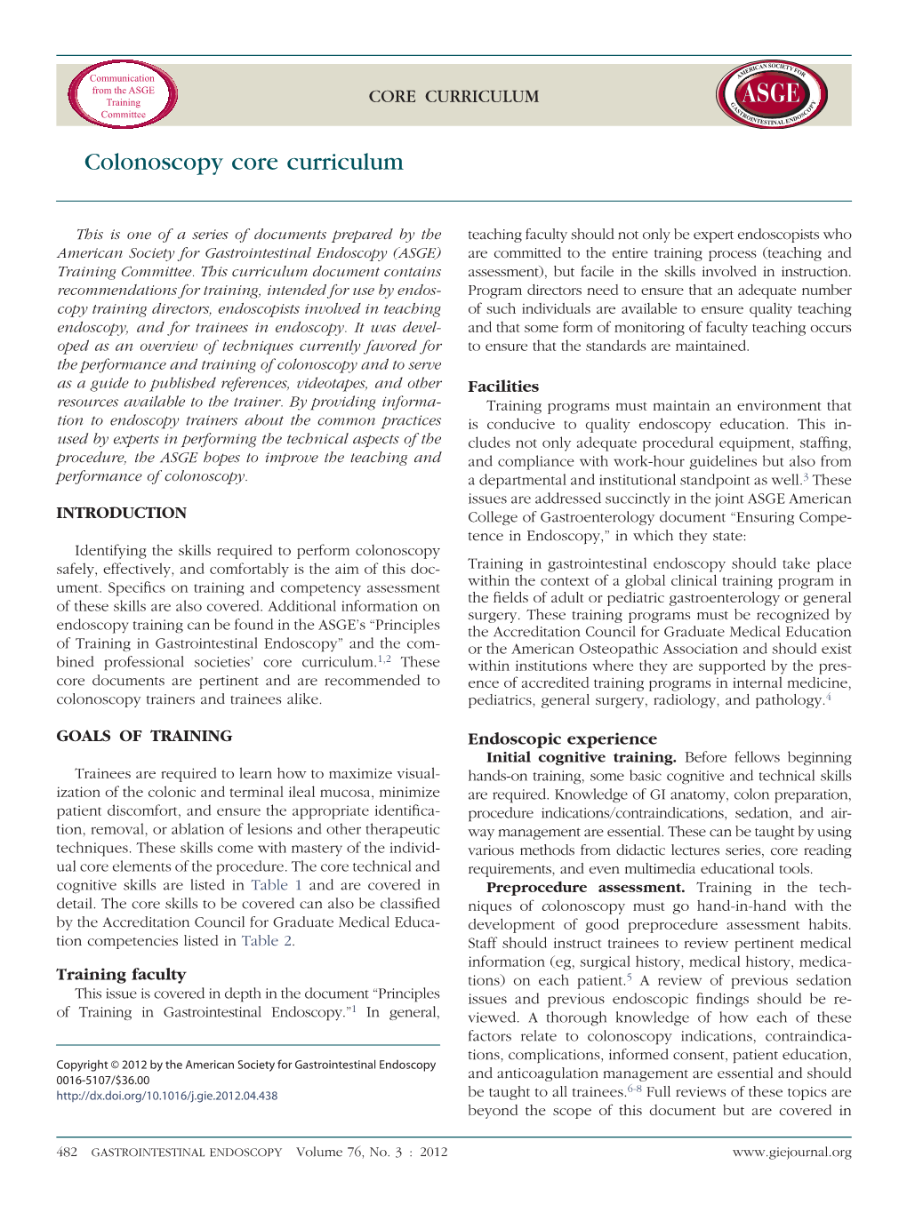 Colonoscopy Core Curriculum