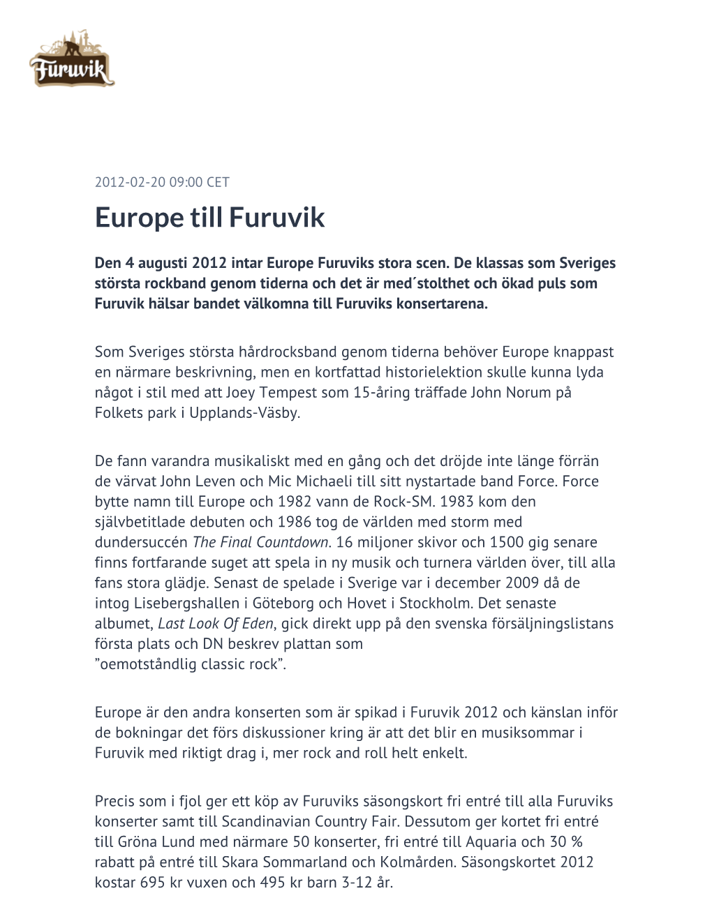 Europe Till Furuvik