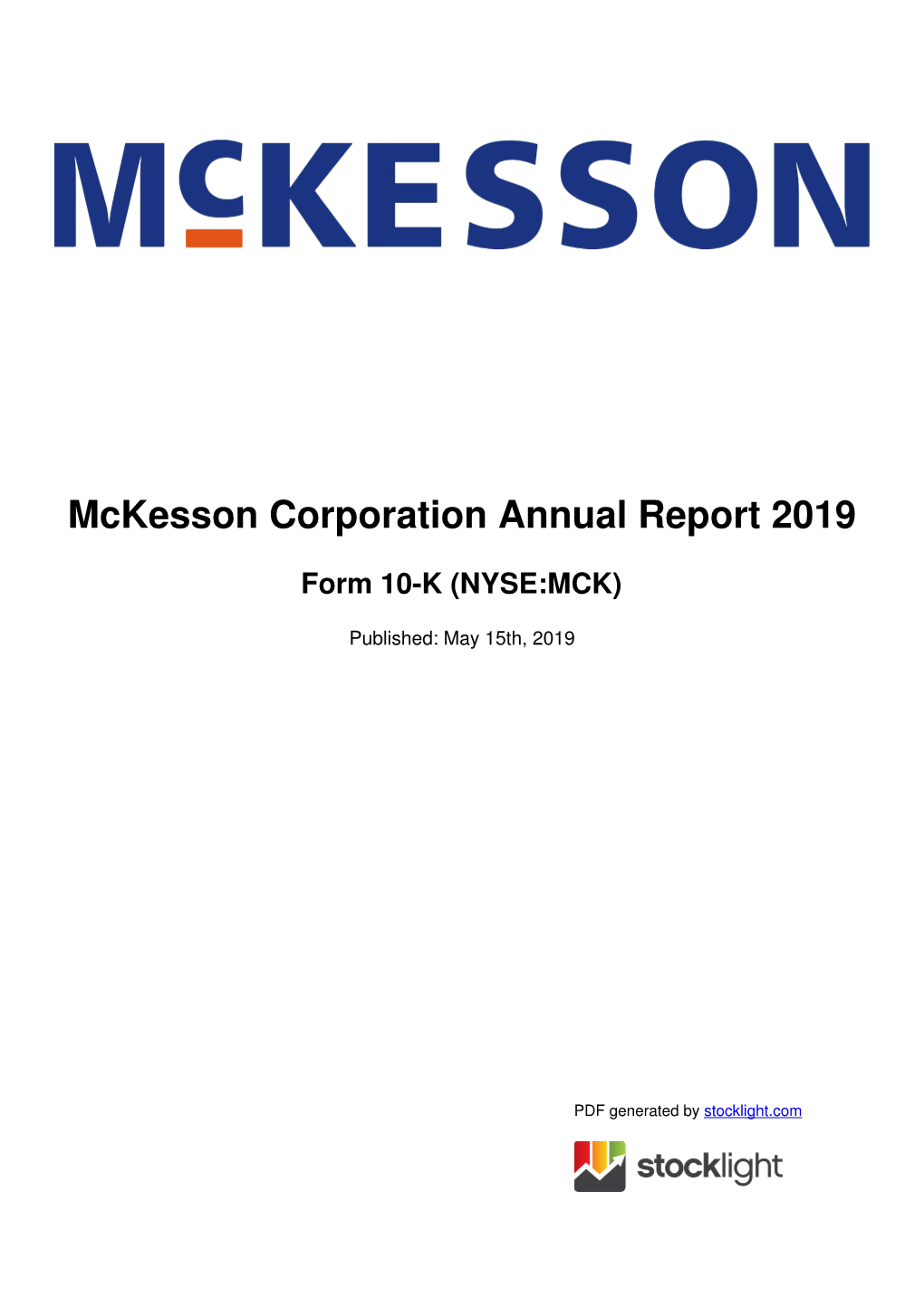 Mckesson Corporation Annual Report 2019