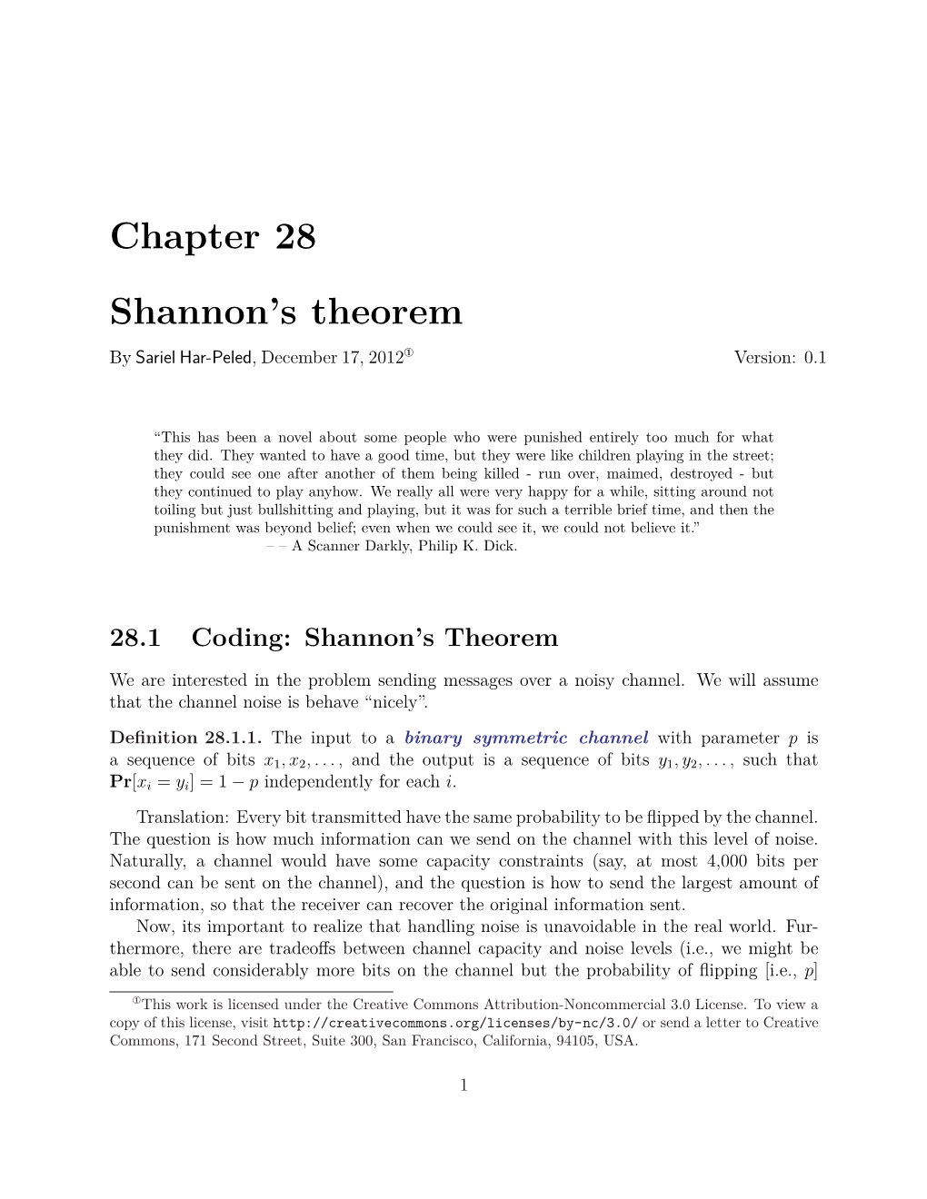 Chapter 28 Shannon's Theorem