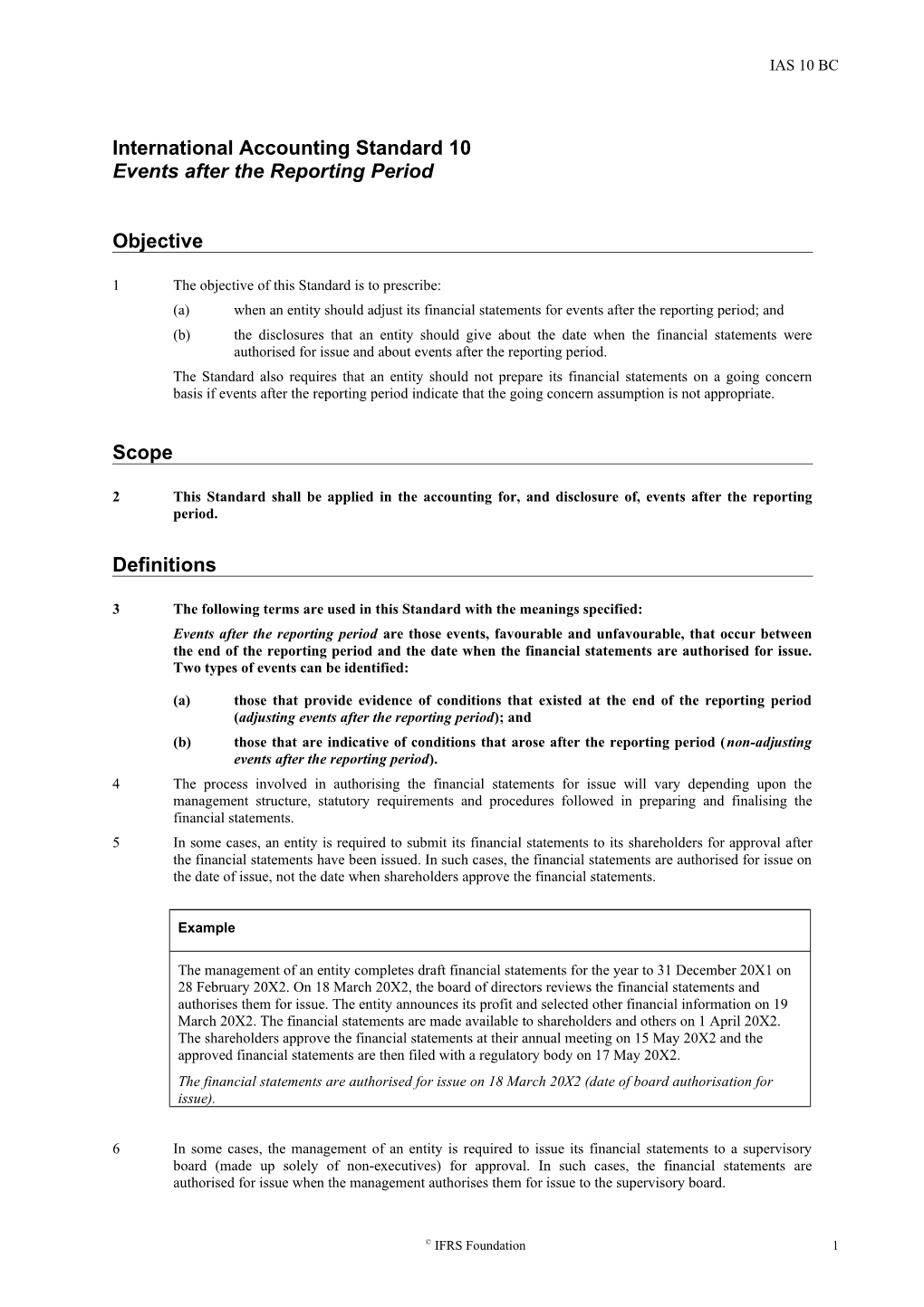 International Accounting Standard 10 Events After the Reporting Period Objective Scope Definitions