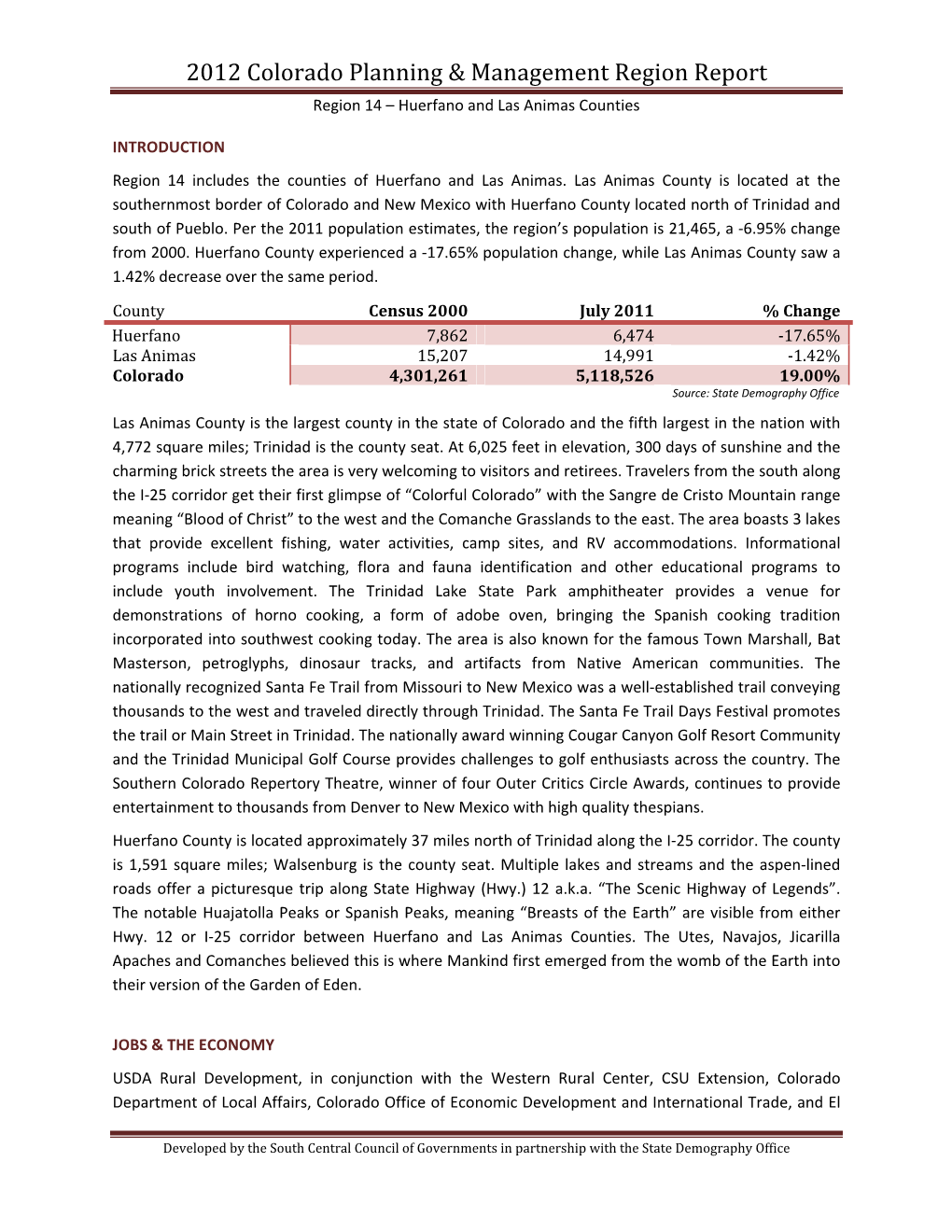 2012 Colorado Planning & Management Region Report